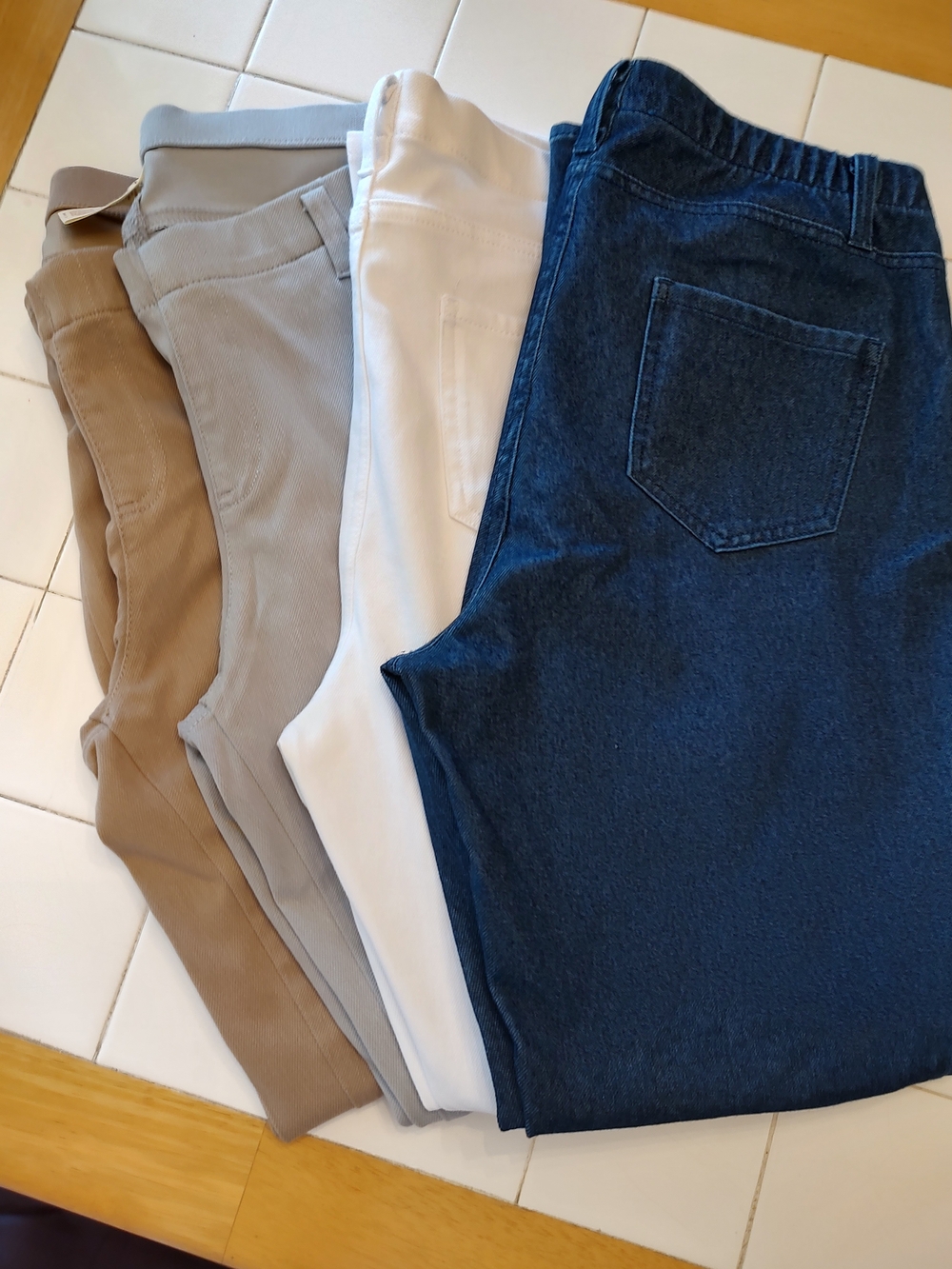Faded Glory Girls Pull-On Jeggings Pack in Dark Blue, White, Gray, Tan